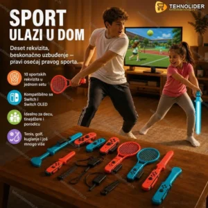 Nintendo Switch 10-u-1 Sportski Set Pribor – Uronite u svet sportskih avantura sa kompletnim paketom dodataka!