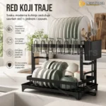 Stalak za sudove – Oceđivač za posuđe (kompaktan, crni dizajn)