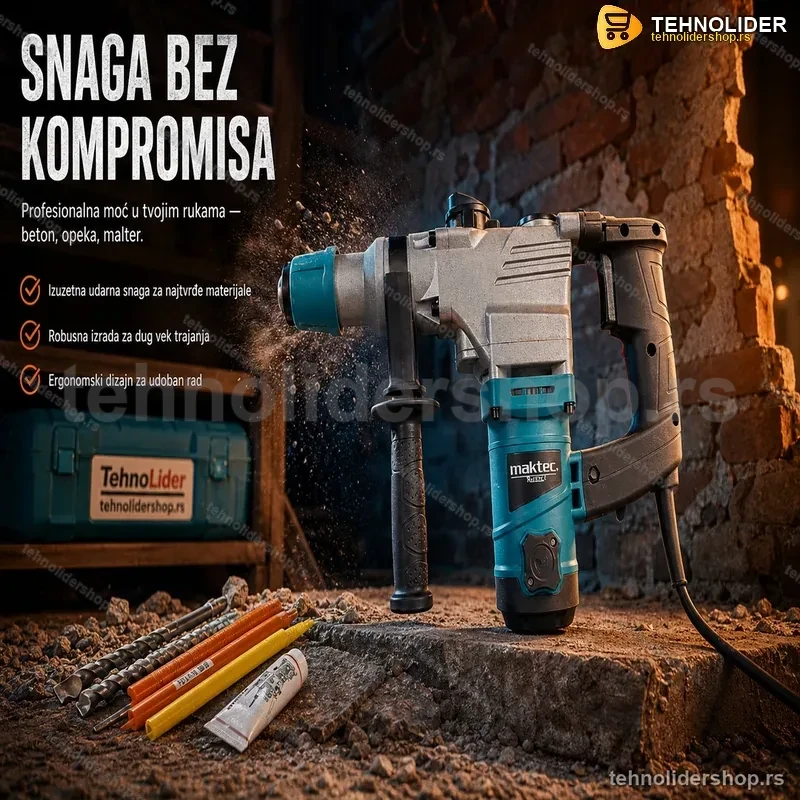 Štemovalna Mašina 1800W — Moćna Stemarica za Bušenje i Štemovanje Štemovalna Mašina 1800W — Moćna Stemarica za Bušenje i Štemovanje
