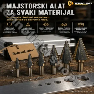 Stepenaste Burgije (Jelkice) – Set 5 Komada za Drvo, Lim i Plastiku