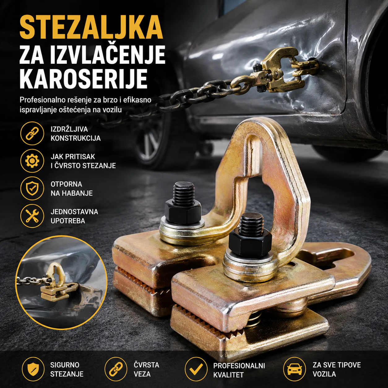 Stezaljka za karoseriju – limarski alat 5T/2T stezaljka za karoseriju - prednja strana