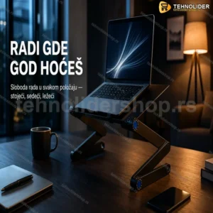 T9 Multifunkcionalni Sto za Laptop sa Kulerom i Postoljem za Miša — Podesiv, Sklopiv, Aluminijumski