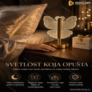 Stona Lampa Leptir – Dekorativno Svetlo za Spavaću Sobu