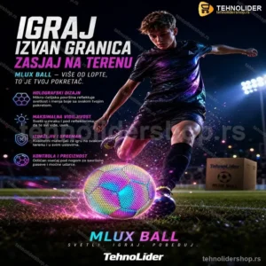 MLUX BALL – Svetleća Fudbalska Lopta sa LED Efektom, Veličina 5