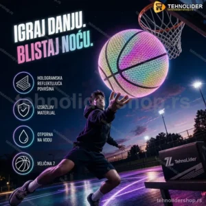 Svetleća Košarkaška Lopta FLASHBALL – Hologramska Koža za Igru Danju i Noću