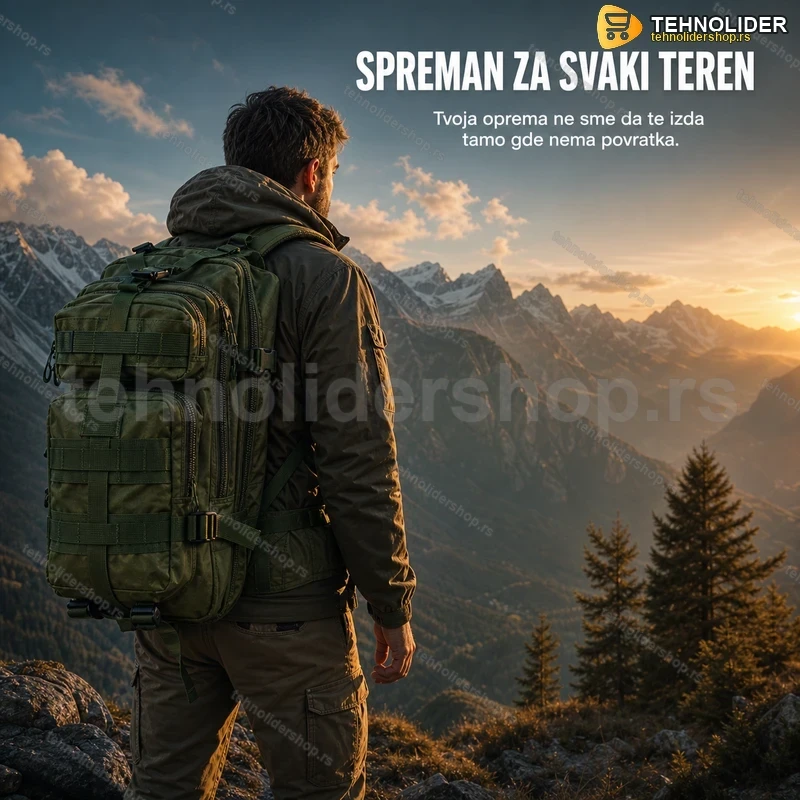 takticki-ranac-30l-zeleni-tehnolidershop Taktički Ranac 30L – Vojni Stil, MOLLE Sistem, Zeleni