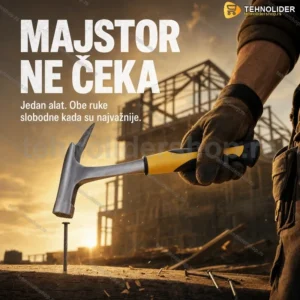 Tesarski Čekić za Građevinu sa Magnetom i Gumiranom Drškom – DIN 7239