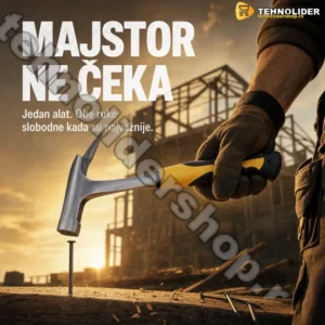 Tesarski Čekić za Građevinu sa Magnetom i Gumiranom Drškom – DIN 7239