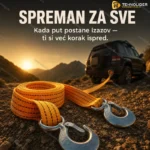 Traka za Vuču sa Čeličnim Kukama 3 Tone – Dužina 3m, Dupli Sloj