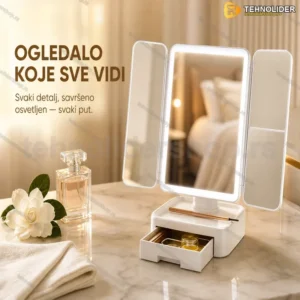 Trodelno LED ogledalo sa organajzerom za šminku