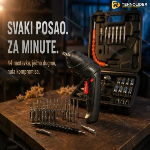 Turbofix Pro — Aku električni odvijač set sa 44 nastavka i kutijom