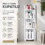 Ugaona kupatilska polica – organizacija bez bušenja
