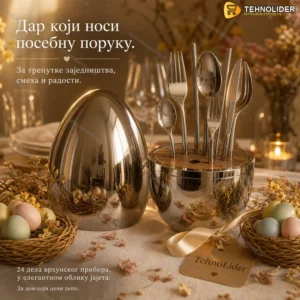 Uskršnji Escajg Set – Srebrni Pribor za Jelo u Elegantnom Jajetu
