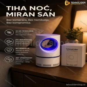 BuzzOff UV LED Lampa za Komarce – Tiha Zaštita bez Hemikalija