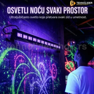 UV LED Bar Blacklight Svetlo 9×3W – Fluorescentno UV Svetlo za Zid