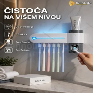 Držač za Četkice sa UV Sterilizatorom i Dozatorom za Pastu