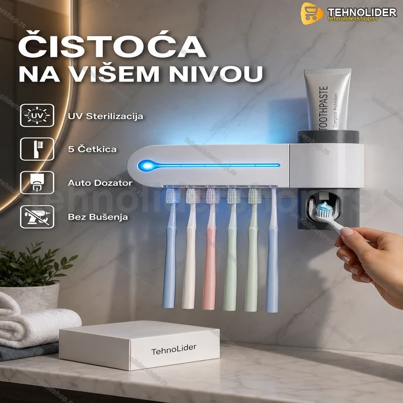 uv-sterilizator-za-cetkice-za-zube-tehnolidershop-1 Držač za Četkice sa UV Sterilizatorom i Dozatorom za Pastu