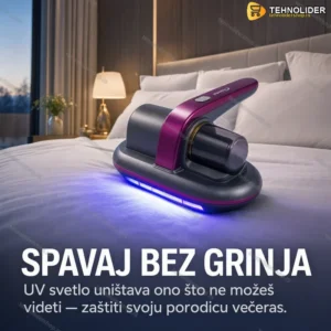 UV Usisivač za Grinje sa HEPA Filterom i UV Svetlom 12000Pa