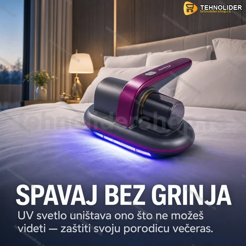 uv-usisivac-za-grinje-tehnolidershop UV Usisivač za Grinje sa HEPA Filterom i UV Svetlom 12000Pa