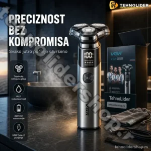 VGR V-321 Električni Brijač sa Trostrukim Rotirajućim Glavama | IPX7, 220 min
