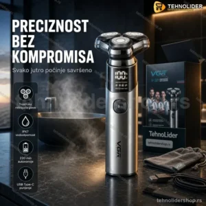 VGR V-321 Električni Brijač sa Trostrukim Rotirajućim Glavama | IPX7, 220 min