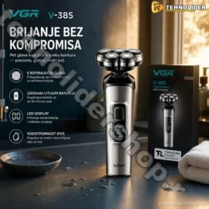 VGR V-385 5D Električni Brijač – 5 Rotirajućih Glava, IPX5, 150 min
