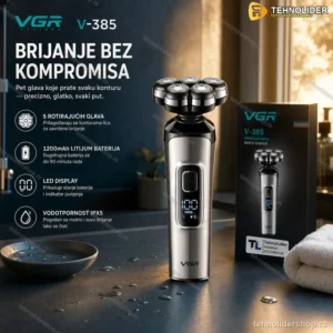 VGR V-385 5D Električni Brijač – 5 Rotirajućih Glava, IPX5, 150 min