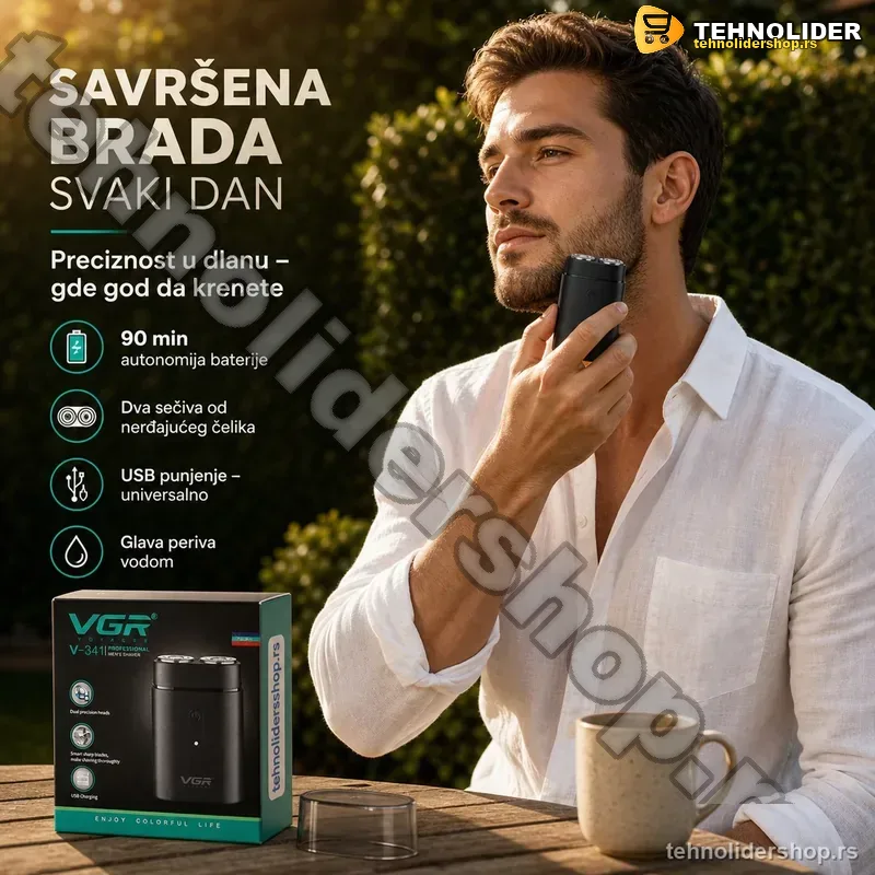 | Najbolja cena | TehnoliderShop Trimer za bradu sa nastavcima za preciznu obradu