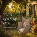 Viseća ljuljaška za terasu i baštu sa drvenim nosačem