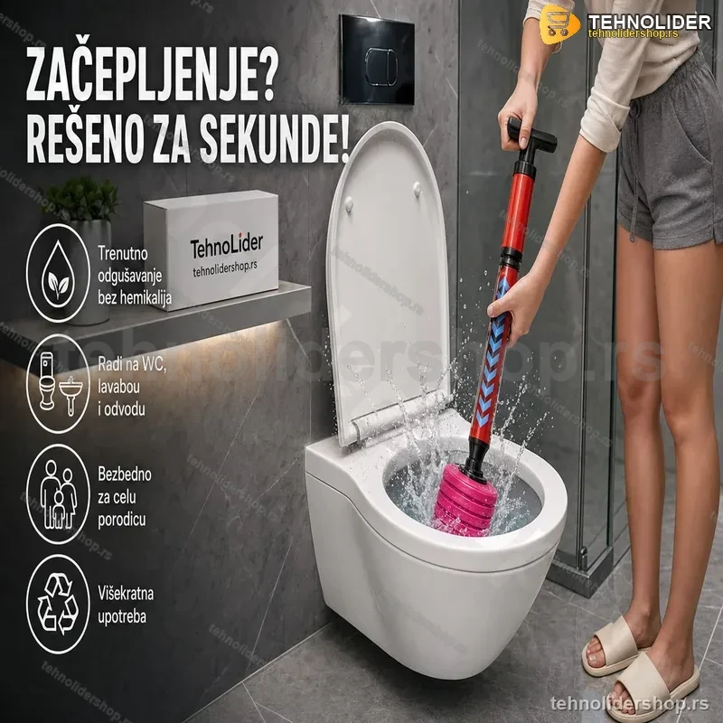 Visokopritisni Odgušivač za WC, Sudoperu i Odvode — Bez Hemikalija Visokopritisni Odgušivač za WC, Sudoperu i Odvode — Bez Hemikalija