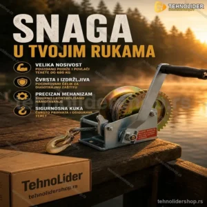 Vitlo sa Sajlom Čekrk 600lb / 270 kg – Ručno Vitlo za Dizanje i Vuču
