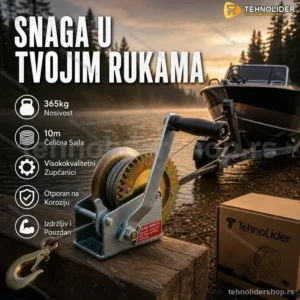 Vitlo sa Sajlom Čekrk 800lb / 365kg – Ručno Vitlo za Povlačenje i Dizanje