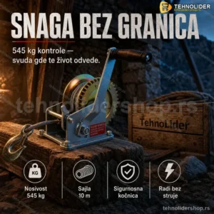 Vitlo sa Sajlom Čekrk 545 kg – Ručno Vitlo za Dizanje i Povlačenje