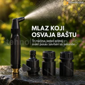 Vodeni Pištolj za Baštu i Pranje Kola – Set 4u1 sa 3 Režima Mlaza