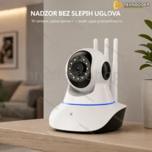 WiFi Kamera sa Rotirajućom Glavom i Tri Antene – Full HD 1080p za Unutrašnji Nadzor