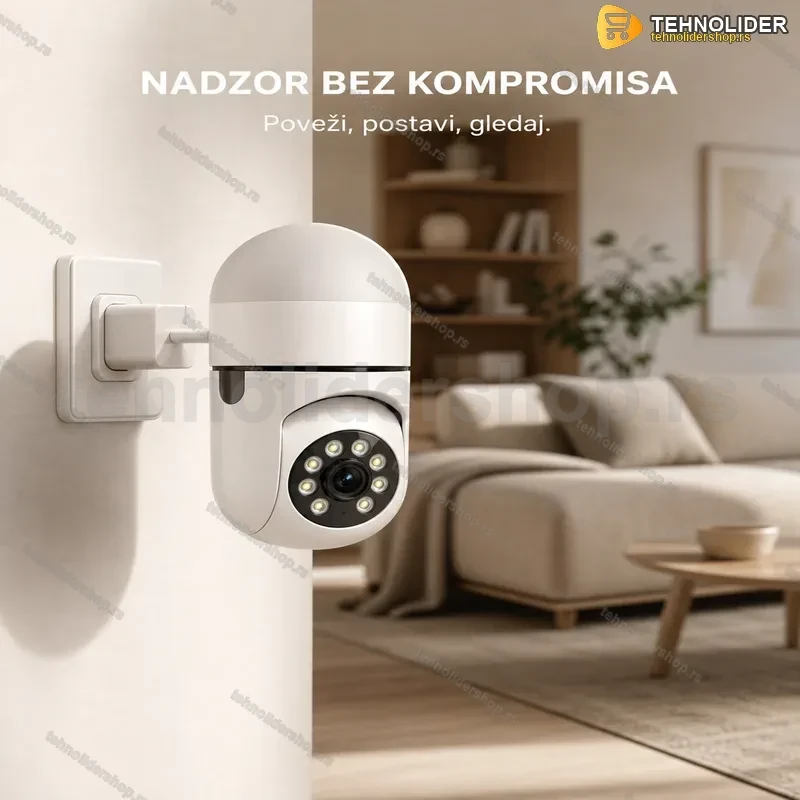 WiFi Kamera sa Utičnicom za Struju HD 8MP PTZ – Rotirajuća, Noćno Snimanje, V380 Pro WiFi Kamera sa Utičnicom za Struju HD 8MP PTZ – Rotirajuća, Noćno Snimanje, V380 Pro
