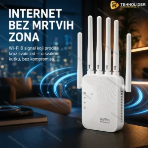 WiFi Pojačivač Signal Wi-Fi 6 Dual-Band 2.4G+5G sa 6 Antena