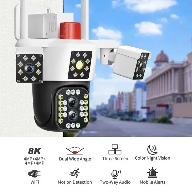 WiFi PTZ Kamera X3 — trostruki objektiv, 360° nadzor PTZ kamera - prednja strana