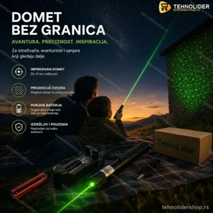 Zeleni laser sa punjivom baterijom i podesivim fokusom — domet 10 km
