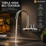 Slavina sa grejačem za zidnu montažu od inoksa – 3300W, displej temperature