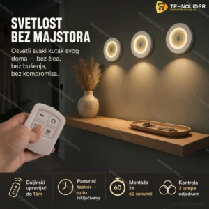 Set od 3 zidne lampe sa daljinskim upravljačem