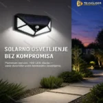 Zidni solarni reflektor sa bočnim osvetljenjem i 100 LED dioda