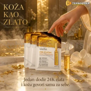24K Zlatna Ampula Maska – Luksuzna nega za duboku hidrataciju, sjaj i umirenje kože