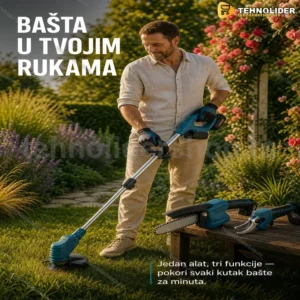 Aku Set 3 u 1 – Makaze, Testera i Trimer za Baštu 20V