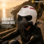 Bela kaciga sa foto-grej vizirom za motor i skuter