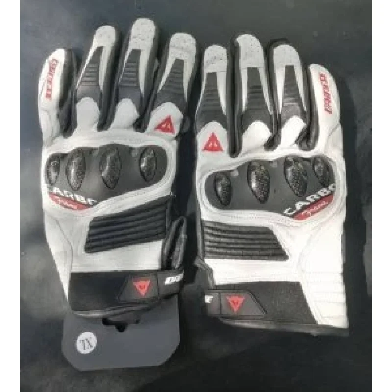 Bele kožne rukavice za motor sa protektorima — Dainese kožne moto rukavice bele - prednja strana