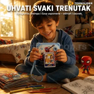 Dečji instant fotoaparat sa štampačem — motiv junak-pauk
