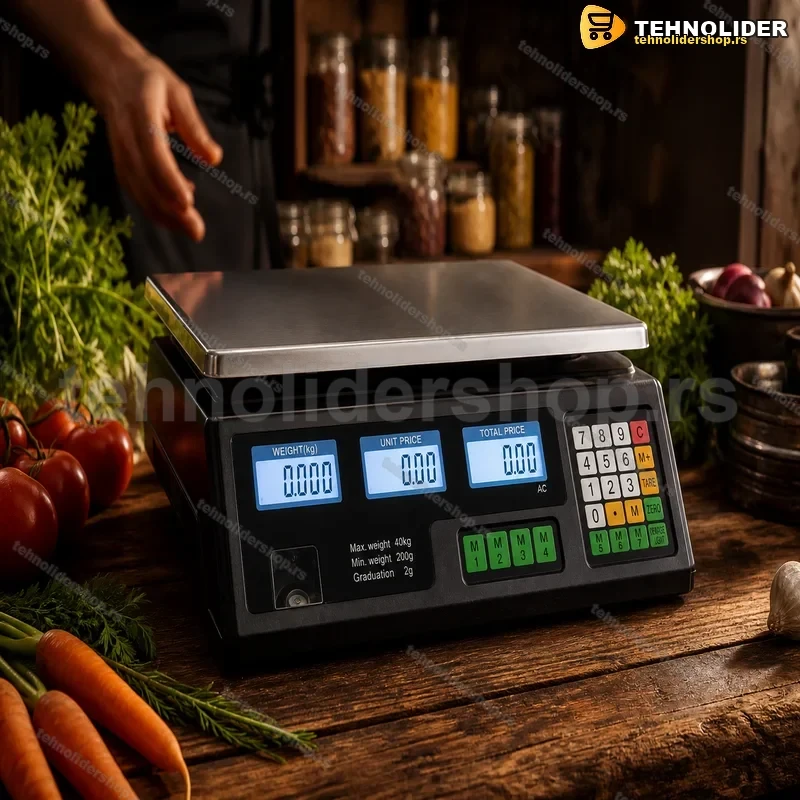Digitalna Trgovačka Vaga 40kg – LCD Displej, Baterija i Struja Digitalna Trgovačka Vaga 40kg – LCD Displej, Baterija i Struja