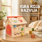 Drvena Montesori kućica za igru — edukativna igračka