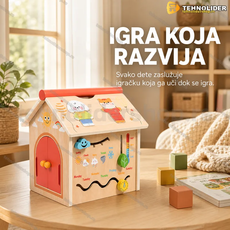 Drvena Montesori kućica za igru — edukativna igračka Drvena Montesori kućica za igru — edukativna igračka